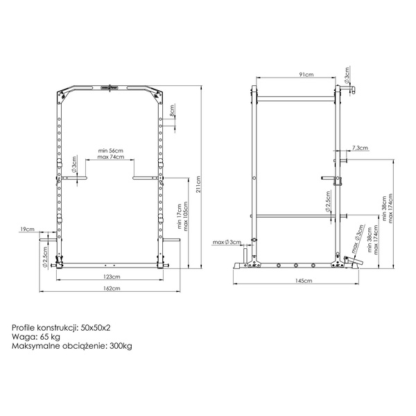 Wielofunkcyjna klatka treningowa Power Rack MS-U112 2.0 - Marbo Sport