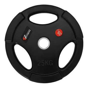 OBCIĄŻENIE OLIMPIJSKIE W GUMIE Z UCHWYTAMI - BLACK 25 kg/51,5 mm